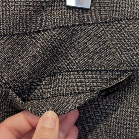 Express Editor Flare Leg Pants Houndstooth Plaid Womens Size 6 Grey Trousers - Picture 4 of 15